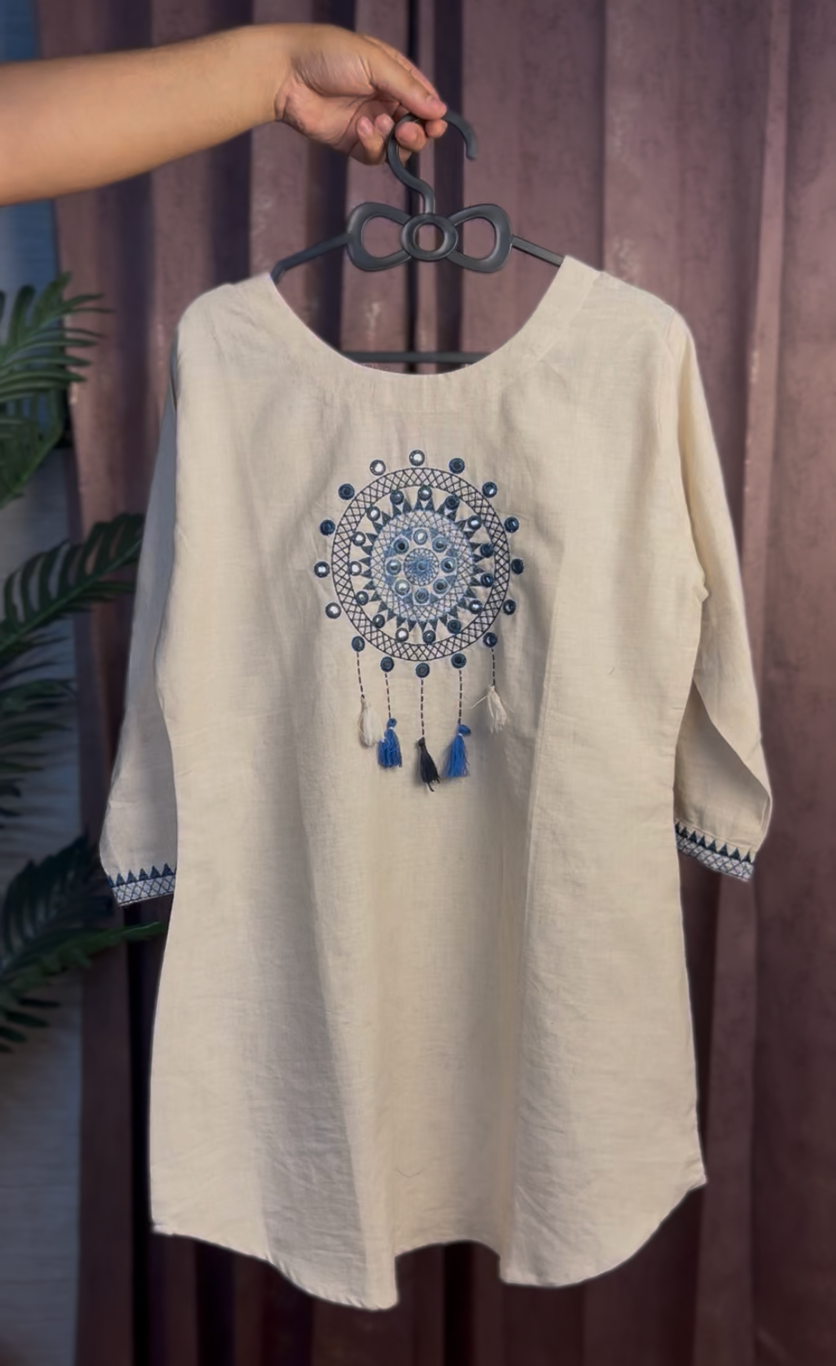 Ivory Mandala Tassel Kurti