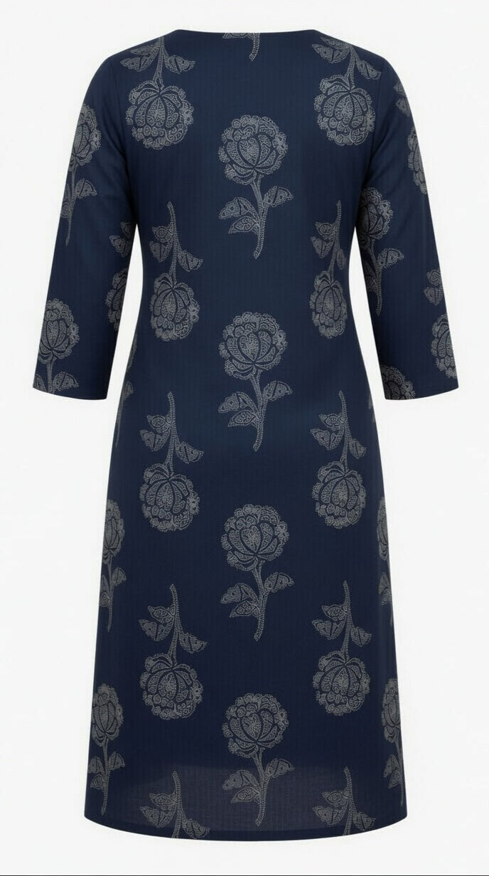 Indigo Blossom Button Kurti