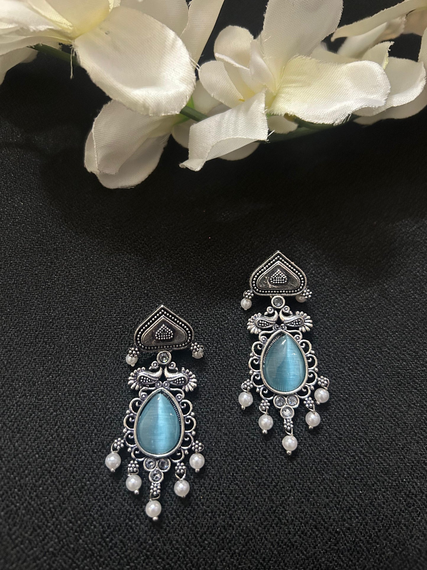 Teal Stone Silver Teardrop
