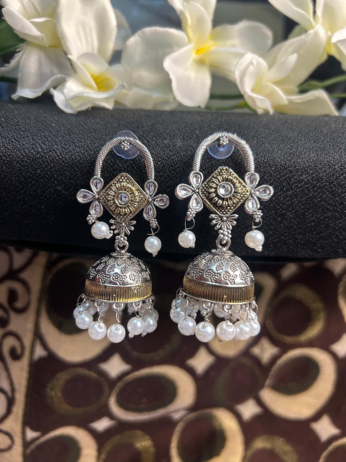 Diamond Top Silver Gold Jhumka