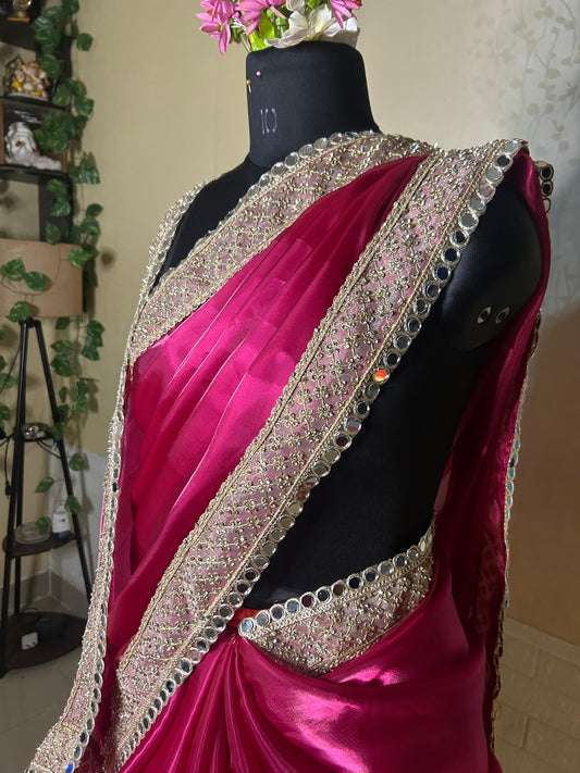Gulabi Noor Saree