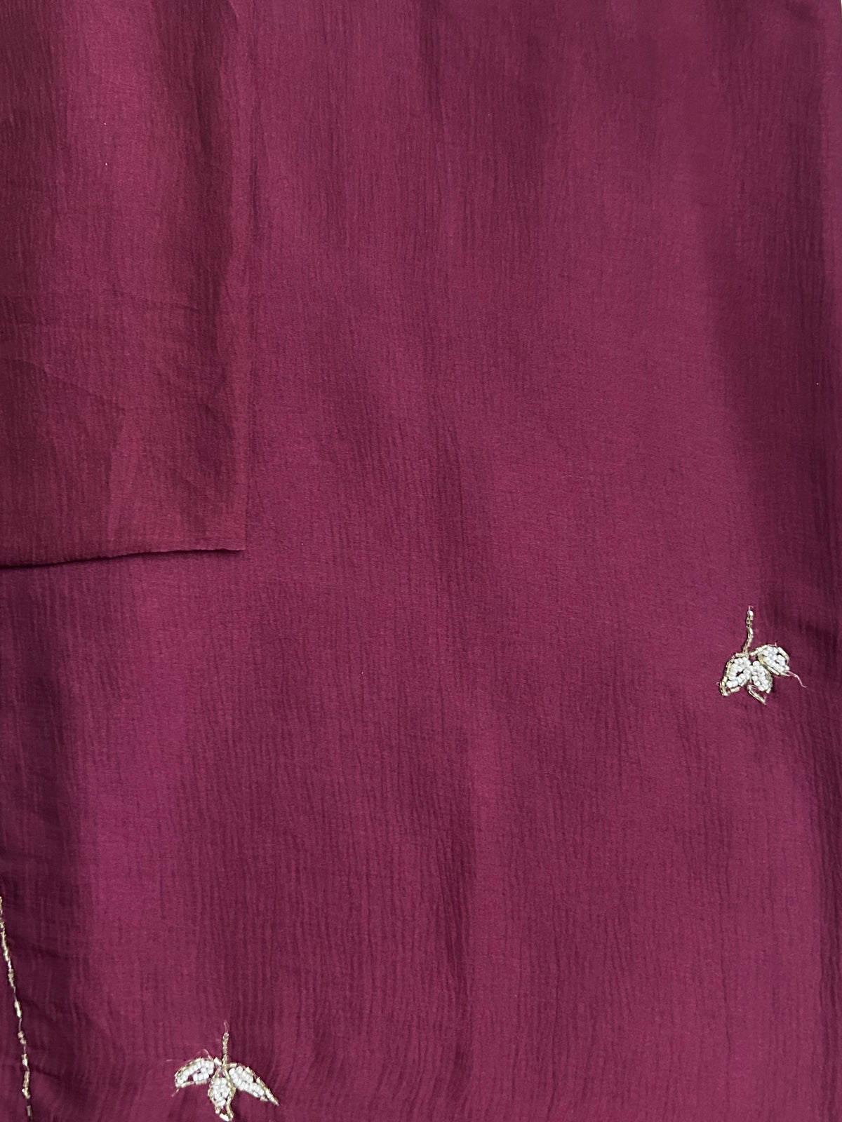 Wine leaf motif saree styled look