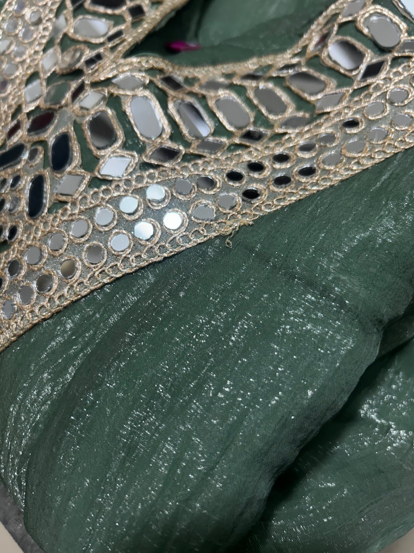 Sage Green- Mirror Work Kurta Palazzo Set