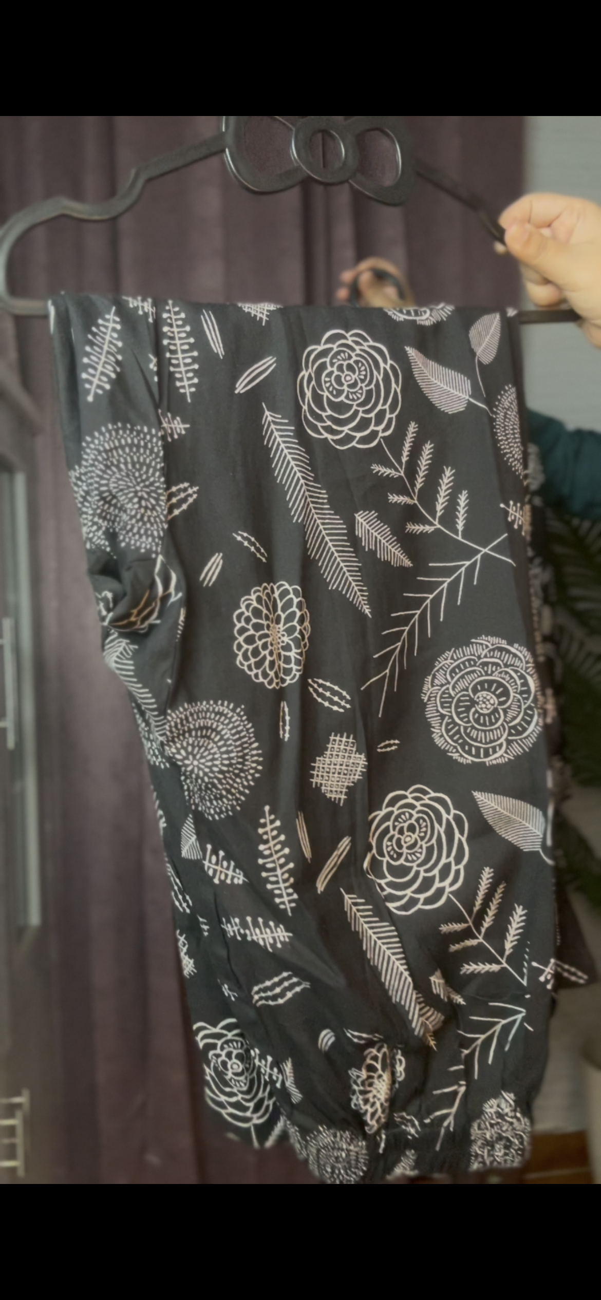 Black Botanical Printed Co-Ord Set | Shirt Collar Kurta with Matching Pants for Women