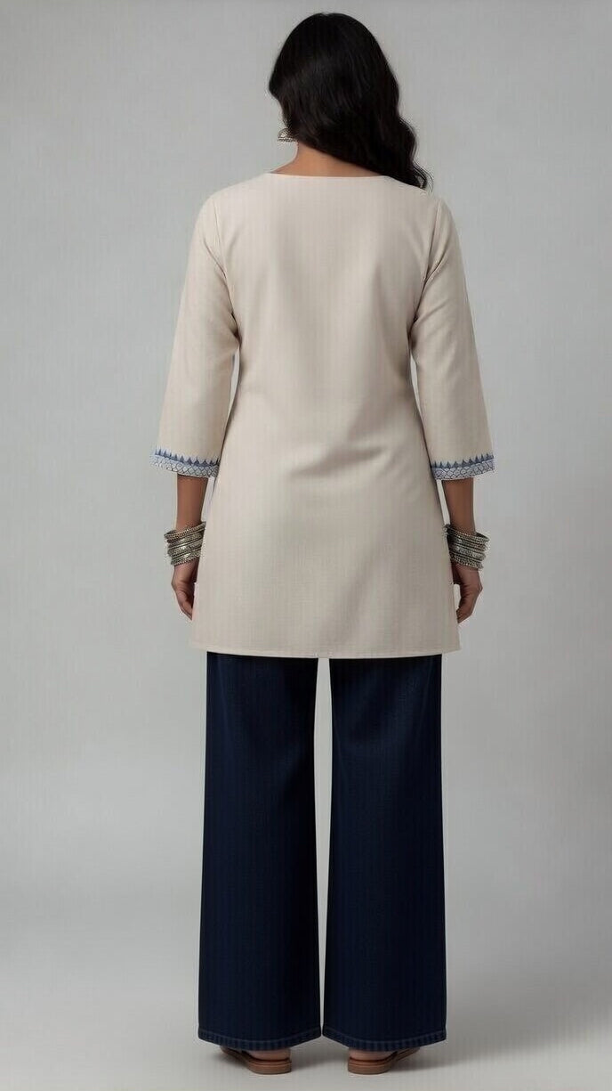 Ivory Mandala Tassel Kurti