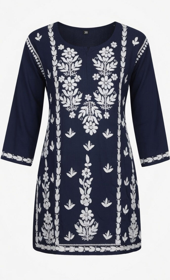 Royal Indigo Hand Embroidered Kurti