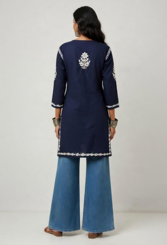 Royal Indigo Hand Embroidered Kurti