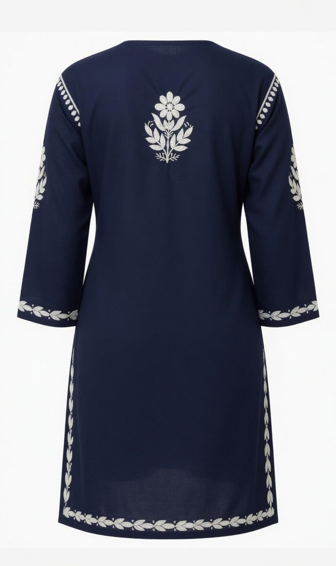 Royal Indigo Hand Embroidered Kurti