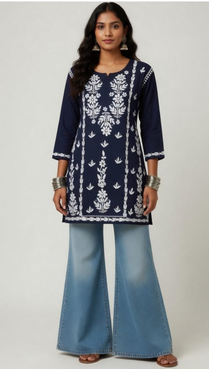 Royal Indigo Hand Embroidered Kurti