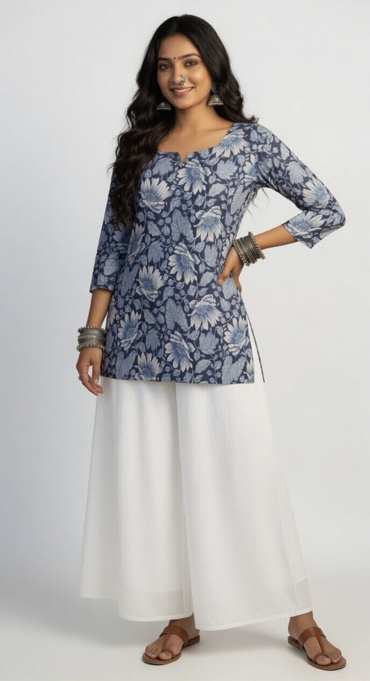 Midnight Bloom Floral Kurti