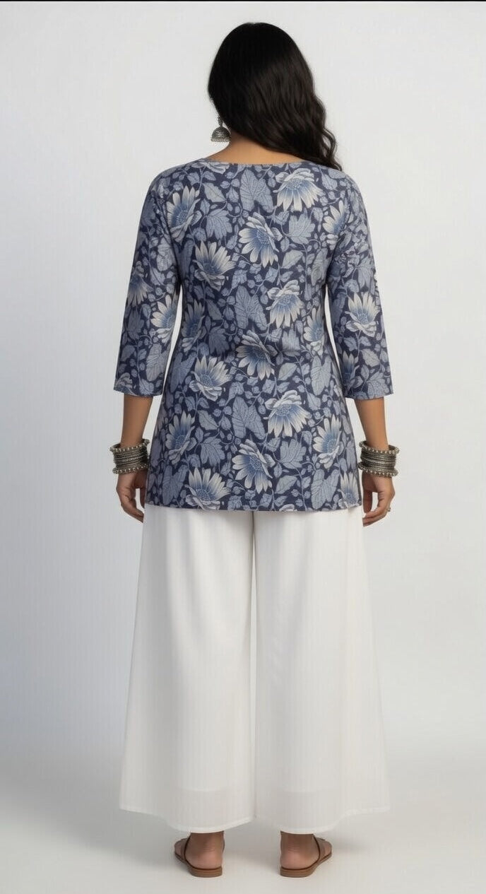 Midnight Bloom Floral Kurti