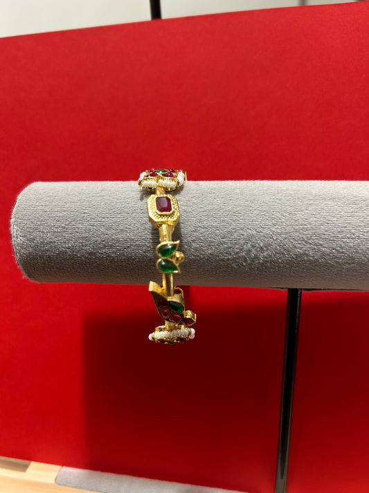 Ruby Emerald Kundan Pearl Kada