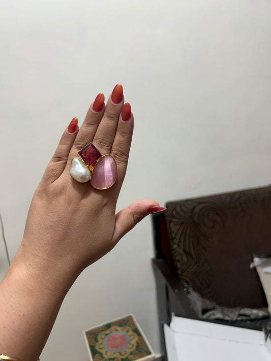 Baroque Pearl & Stone Cocktail Ring