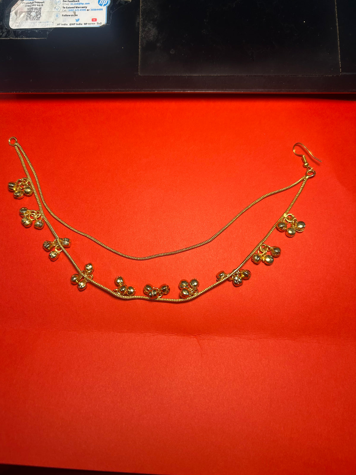 Gold Double Layer Ghungroo Kaan Chain