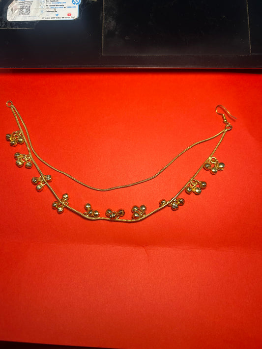 Gold Double Layer Ghungroo Kaan Chain