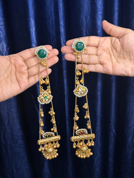 Kashmiri Long ghunghroo 2 chains with jhumka at end
