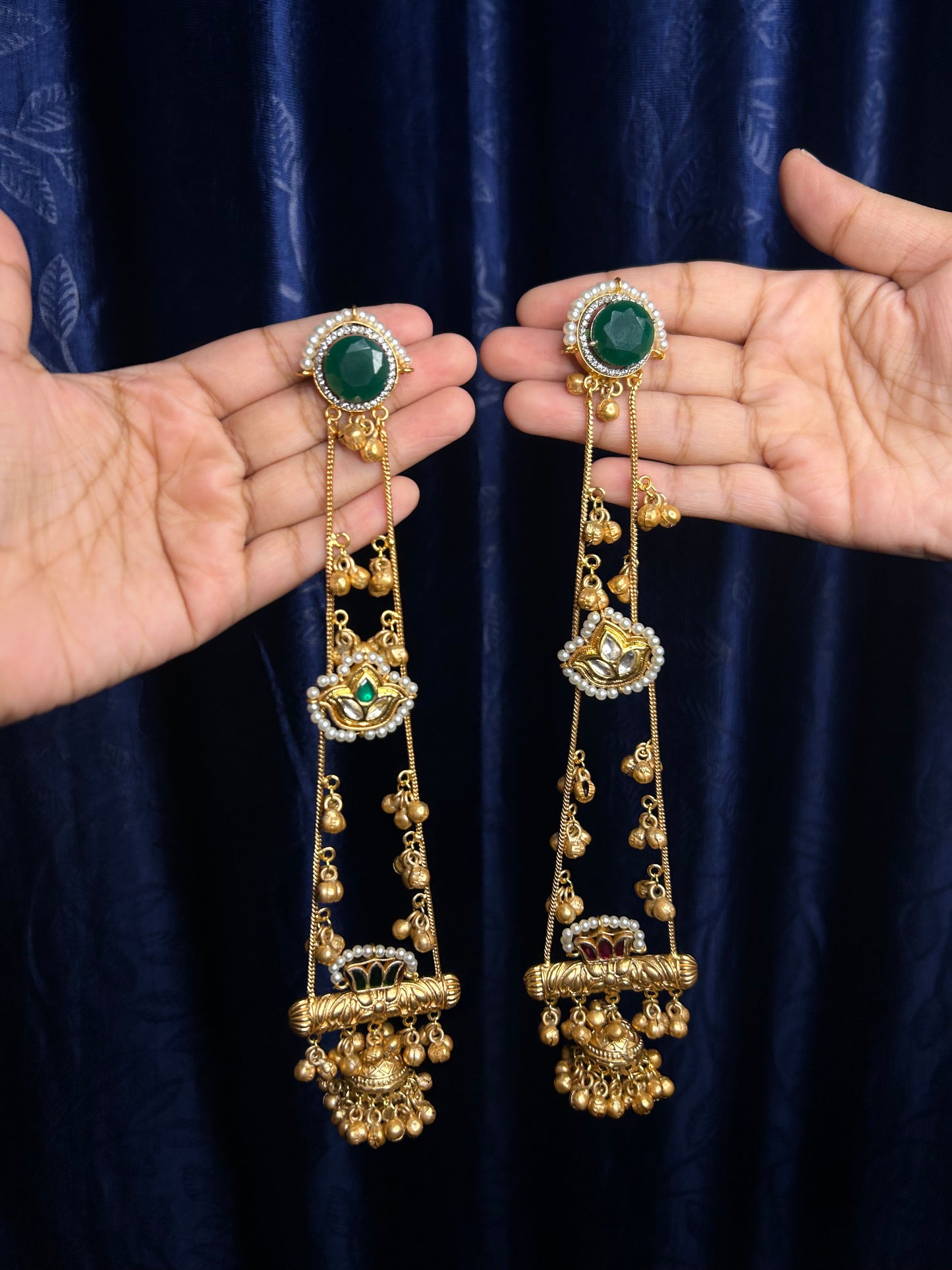 Kashmiri Long ghunghroo 2 chains with jhumka at end