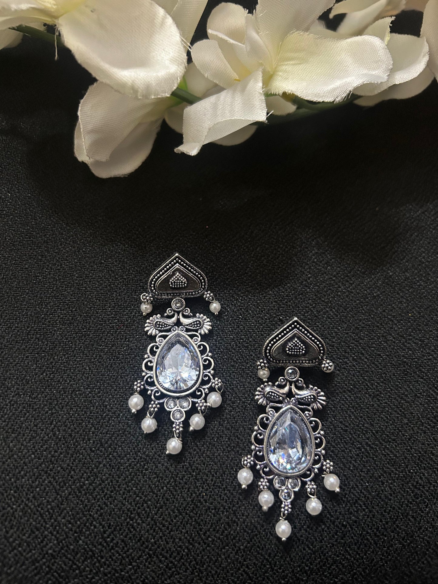 Clear Stone Silver Teardrop