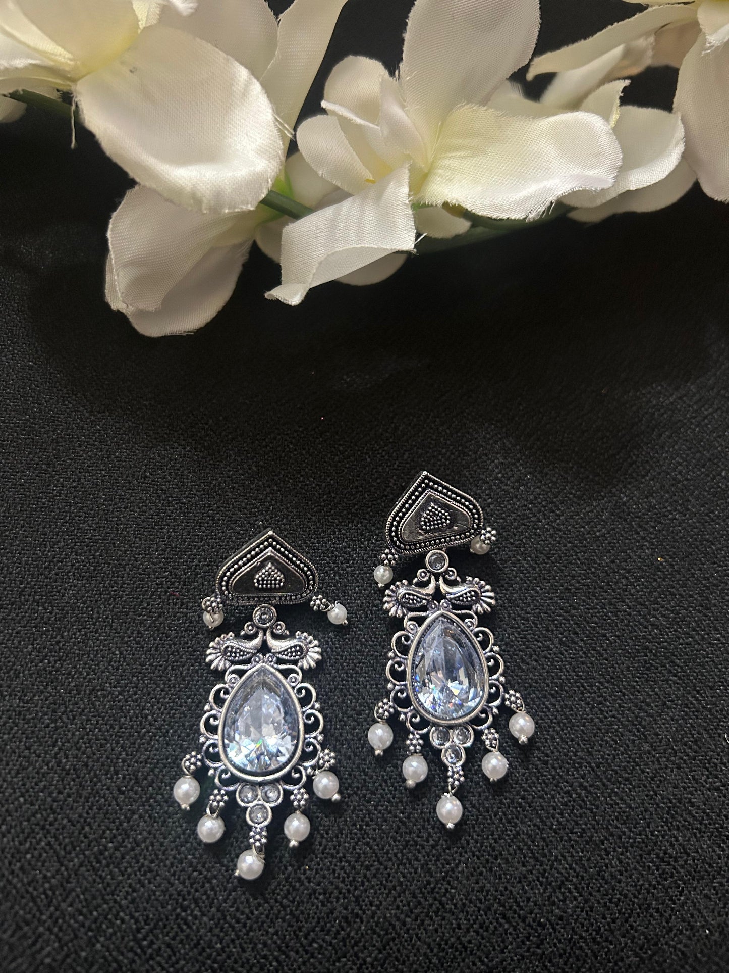 Clear Stone Silver Teardrop