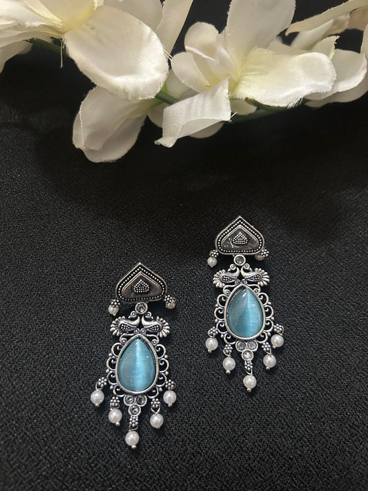 Teal Stone Silver Teardrop