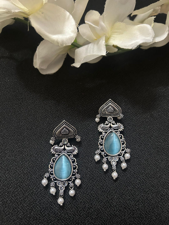 Teal Stone Silver Teardrop