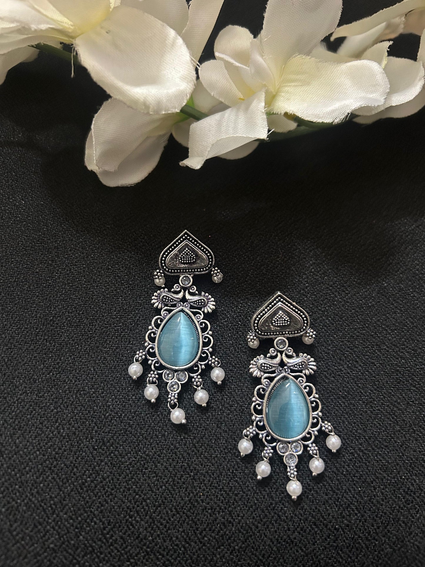 Teal Stone Silver Teardrop
