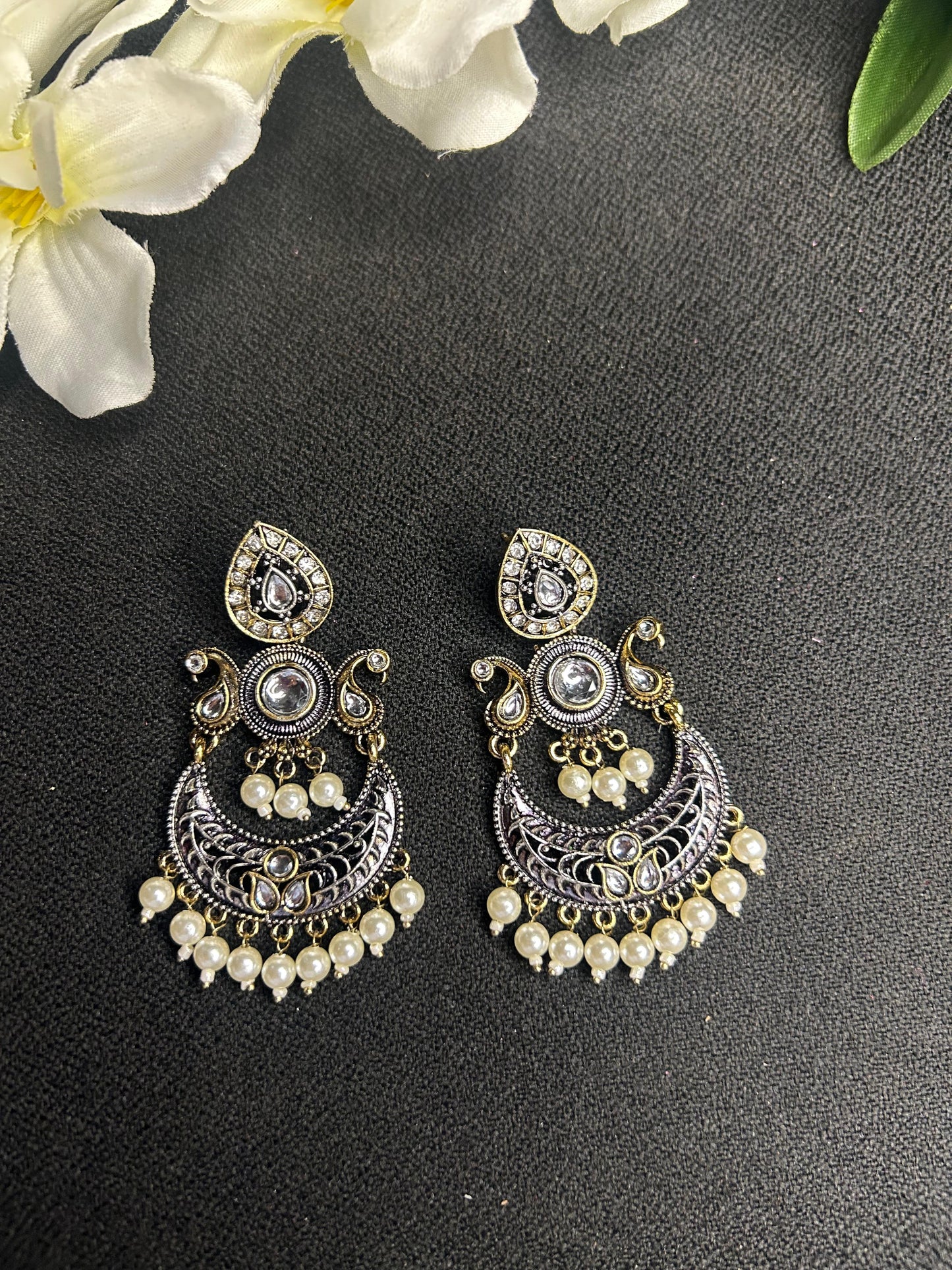 Black Gold Chand Baliyan Earring