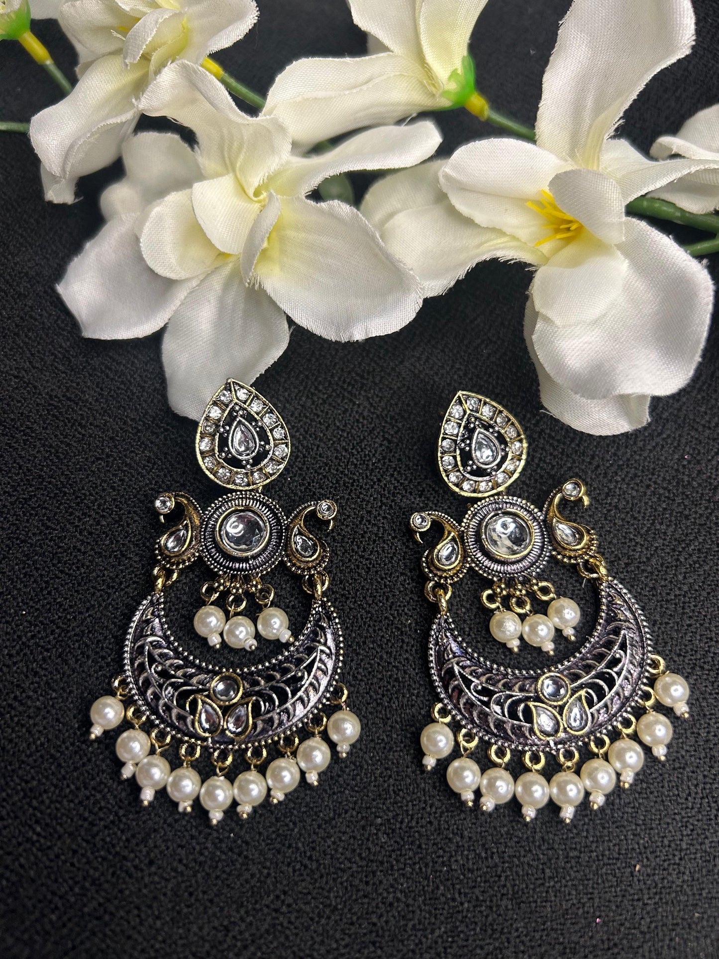 Black Gold Chand Baliyan Earring