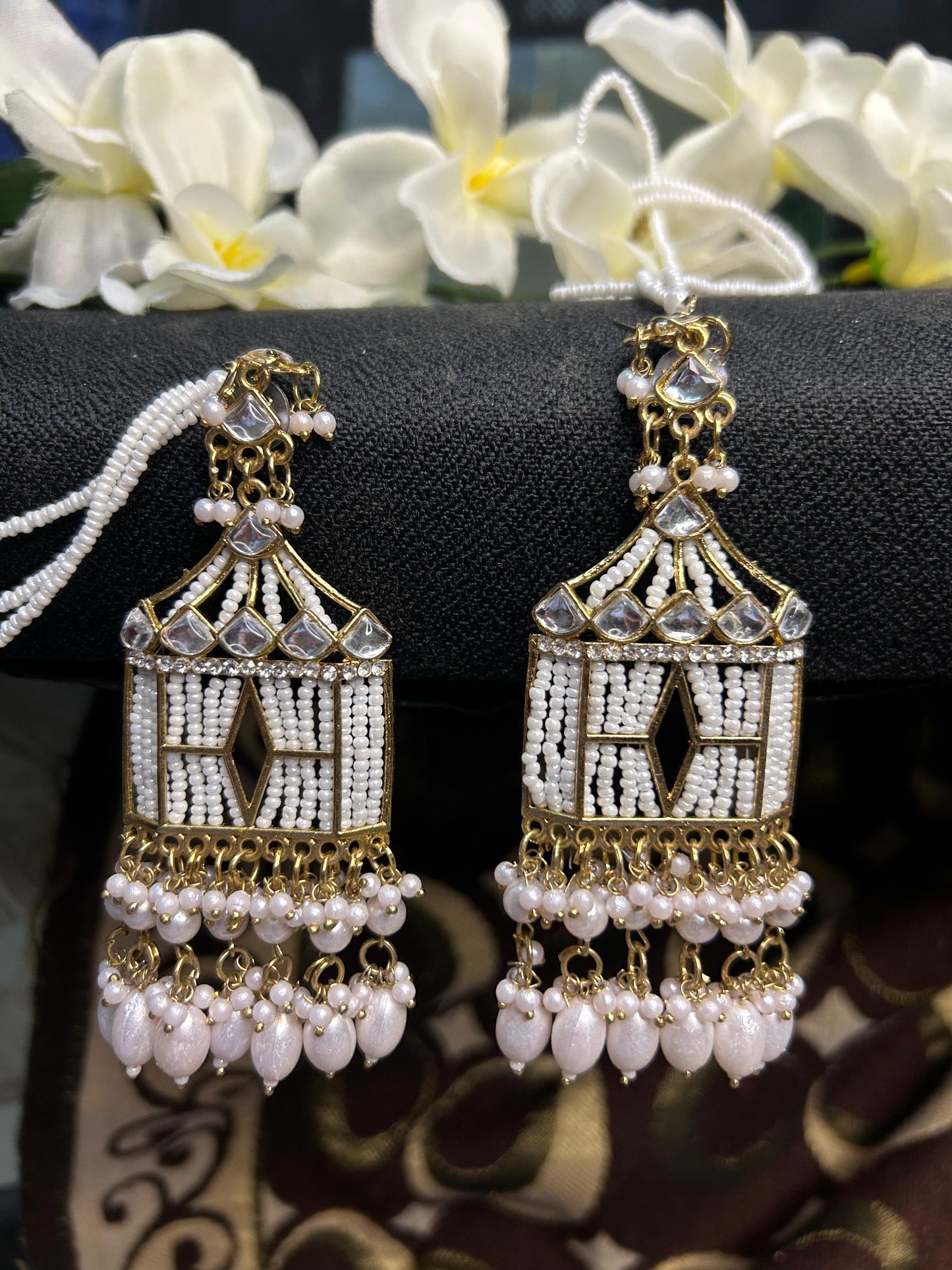 Pearl Temple Hanging Earrings