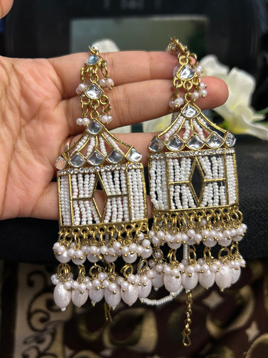 Pearl Temple Hanging Earrings