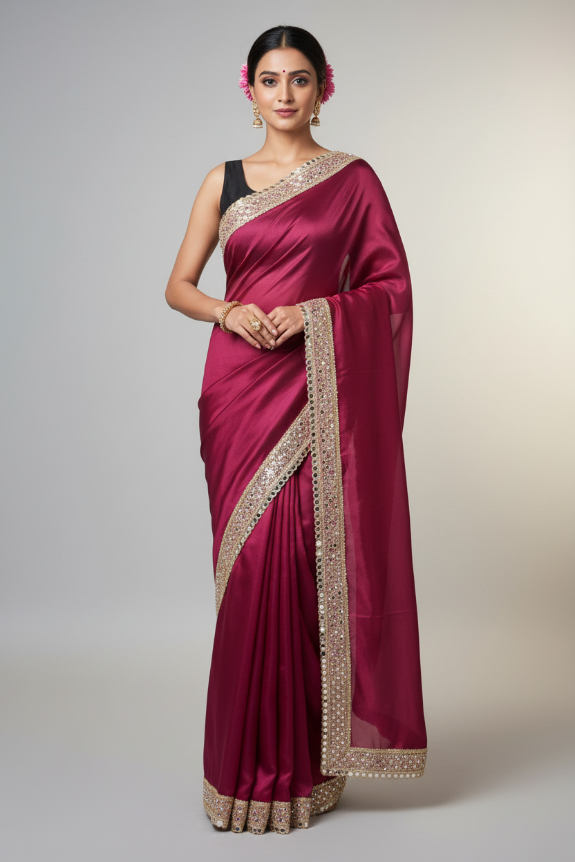 Gulabi Noor Saree