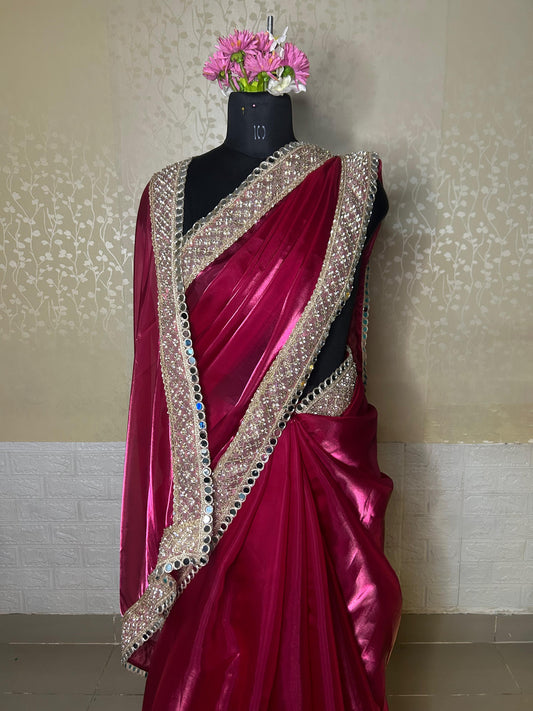 Gulabi Noor Saree