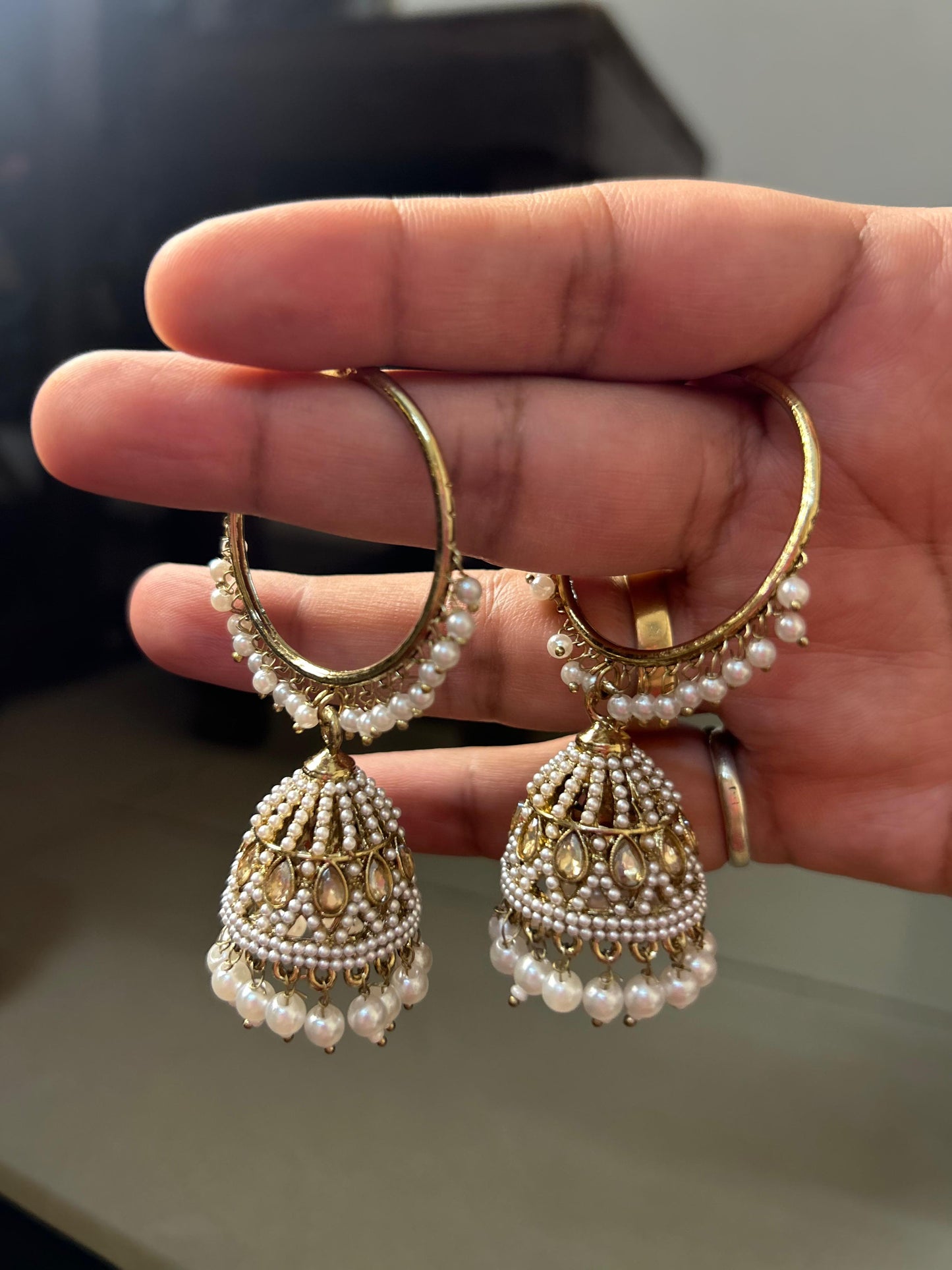 Premium Bali Jhumka and Mang Tika with Pearl and Stone work Set