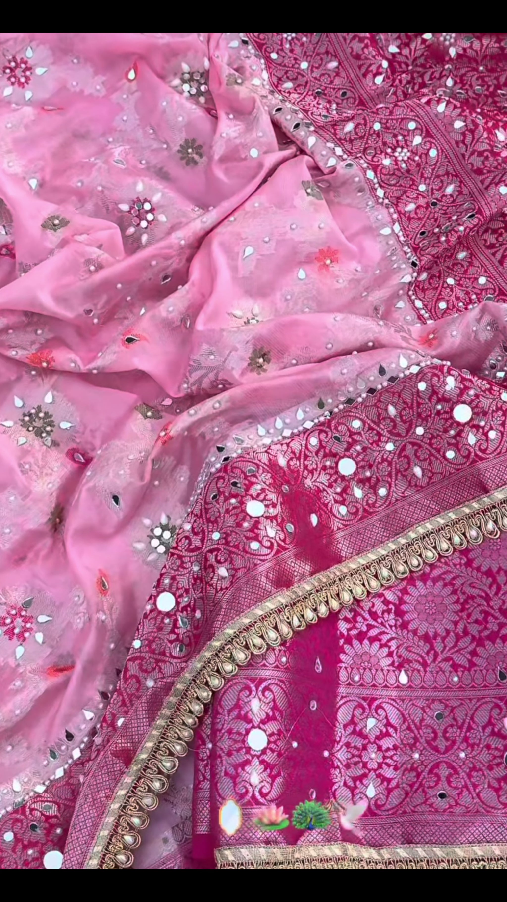 Mauve Gulbahaar Banarasi saree video, stone and mirror work