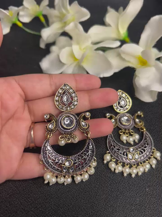 Black Gold Chand Baliyan Earring