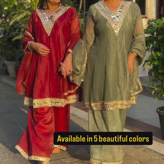 Mirror work kurta palazzo sets reel